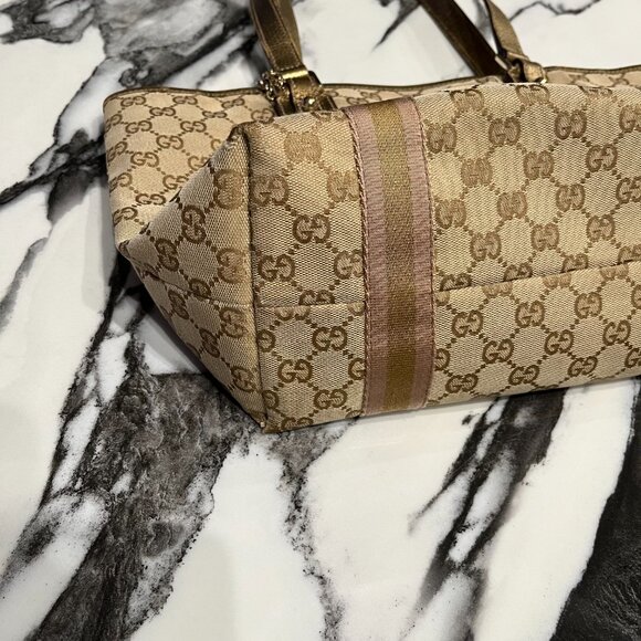Gucci Purse + Wallet Set: Monogram Jolicoeur Pink Gold Tote & Heart Clasp Wallet - Picture 4 of 16